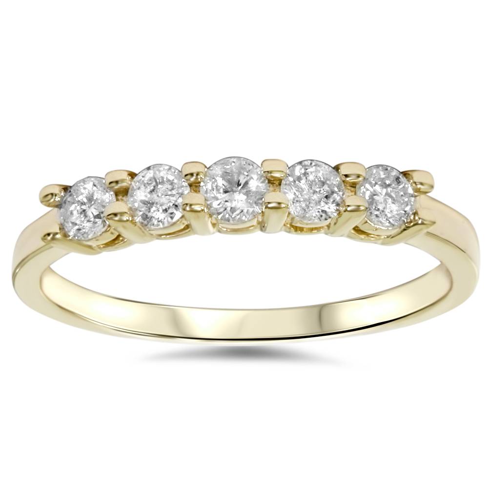 3/4ct Diamond 5-Stone Wedding Anniversary 14K Yellow Gold Ring