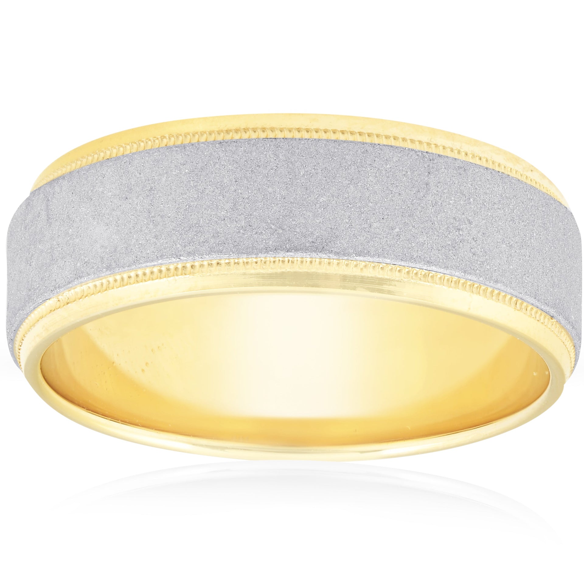 Platinum & 18K Yellow Gold Hammered Wedding Band