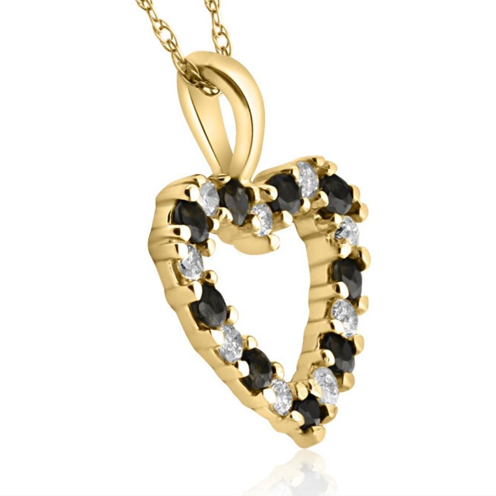 1/2Ct Blue Sapphire & Diamond Heart Pendant in 14k White, Yellow, or Rose Gold
