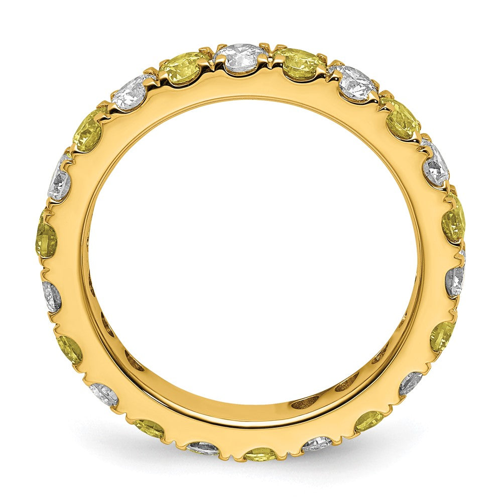 14k Yellow Gold Lab Grown Diamond & Yellow Sapphire Eternity Wedding Band Ring 1.1ct Clarity- VS Color- G-H
