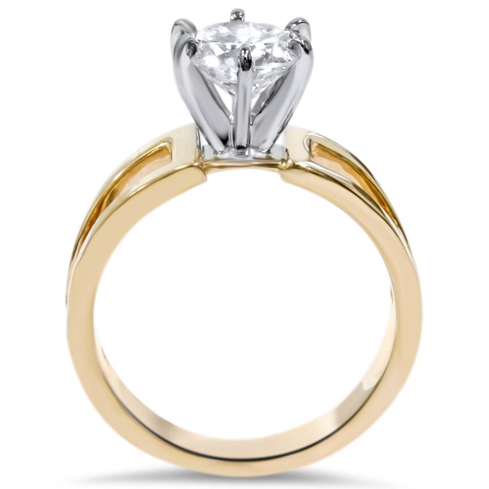 2 CT Round Solitaire Engagement Ring 14K Yellow Gold