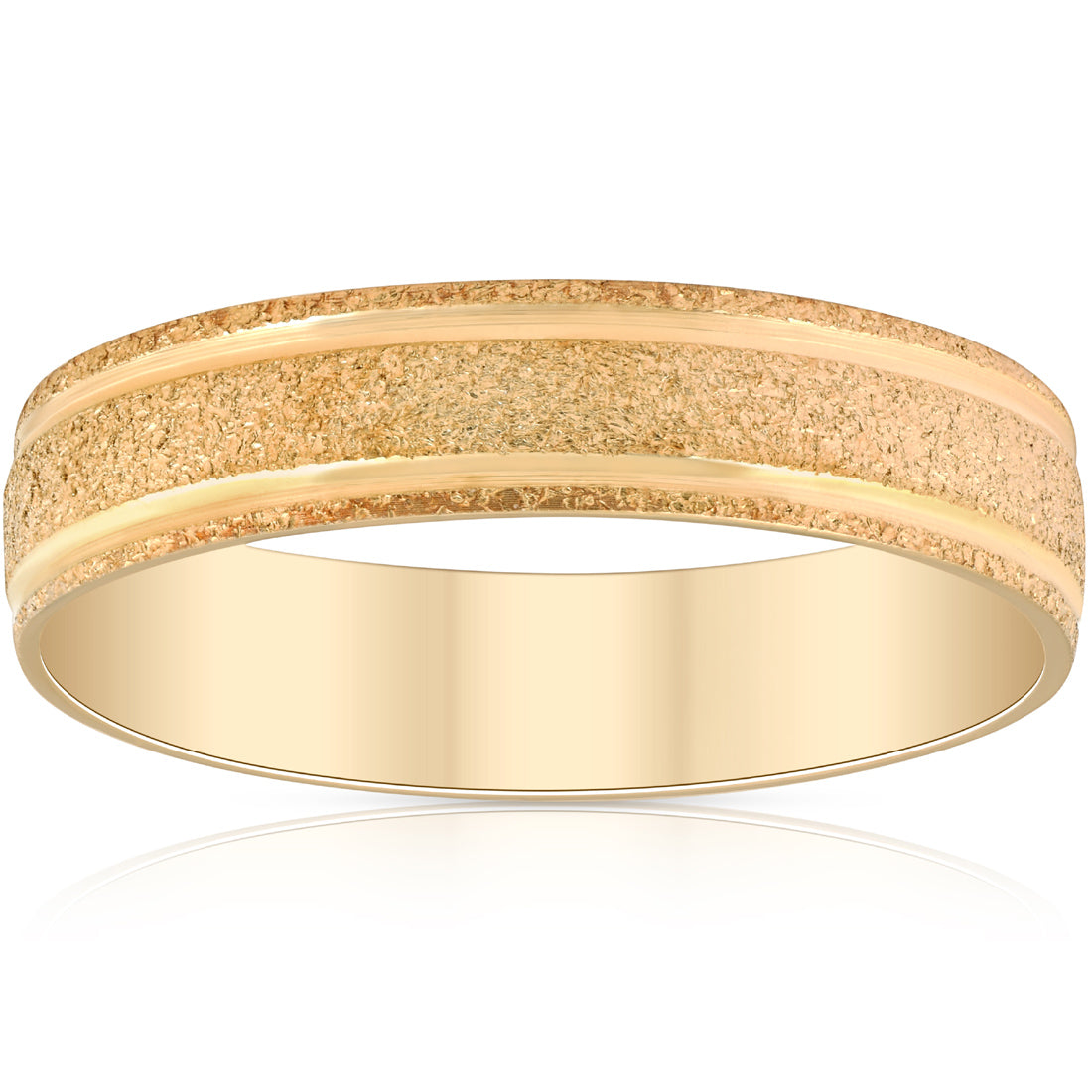 5mm Brushed Wedding Band 10K Yellow Gold Size Selectable