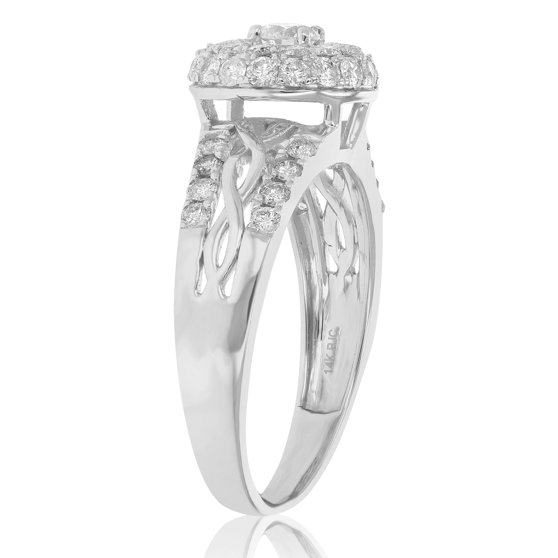 3/4 cttw Diamond Engagement Ring 14K White Gold Cluster Composite Wedding Ring