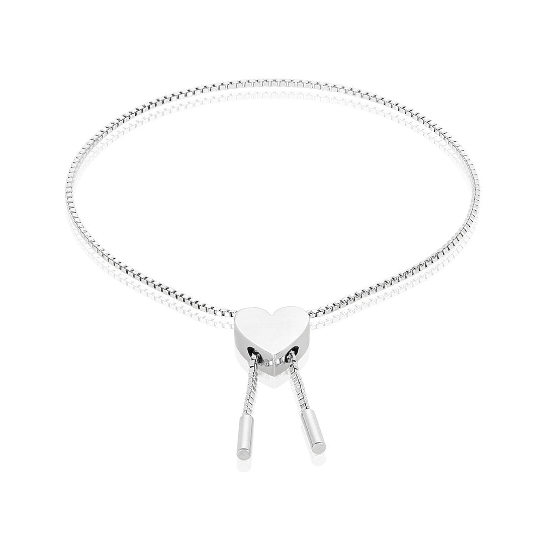 Adornia Heart Bolo Slider Bracelet silver