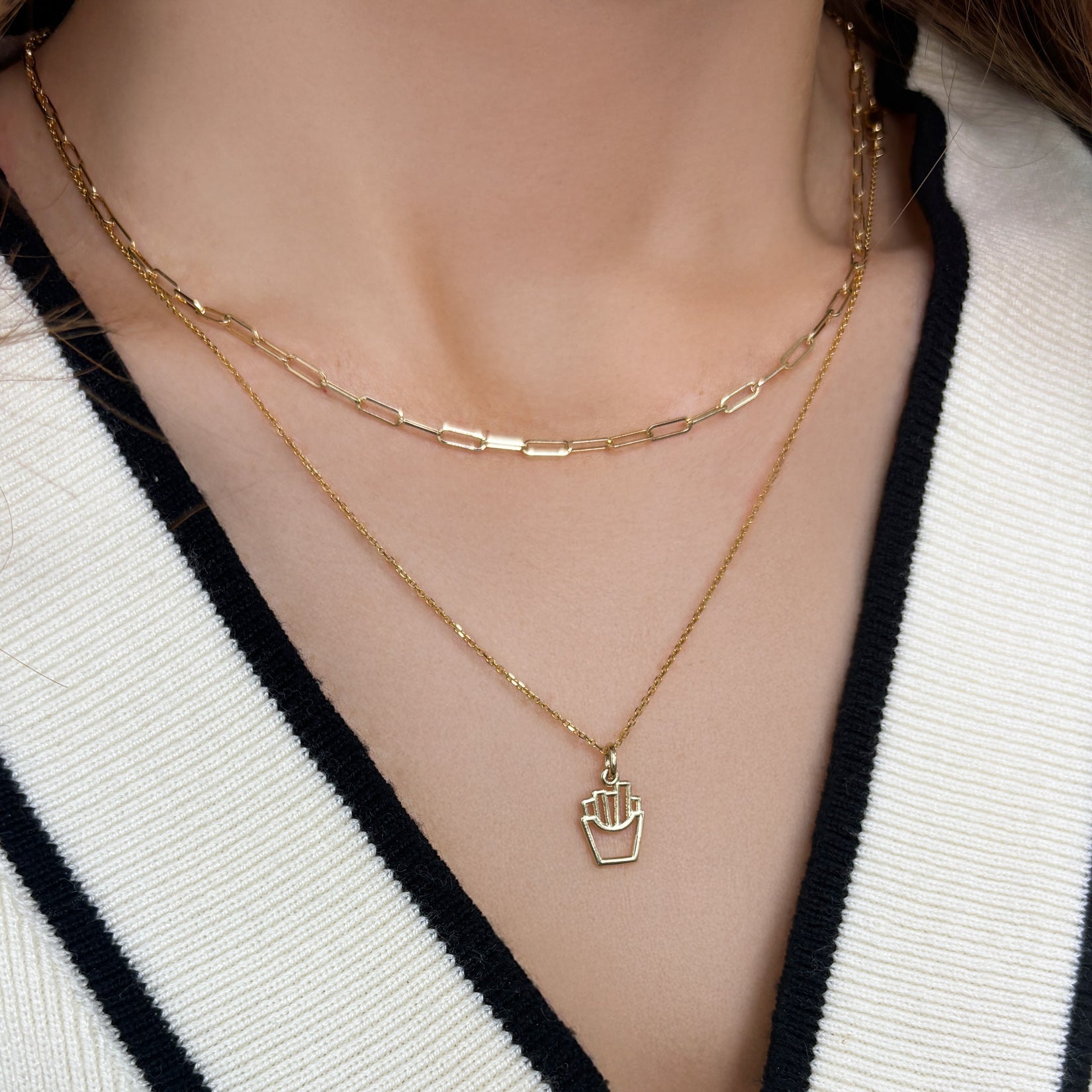 Mini Gold French Fries Charm
