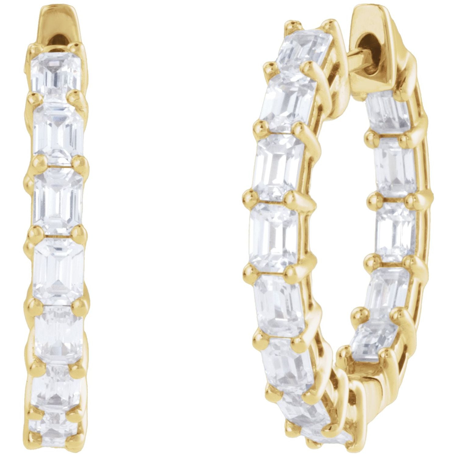 14K Gold 3ct Lab-grown Diamond Inside-outside Hoop Earrings Clarity SI Color G-H