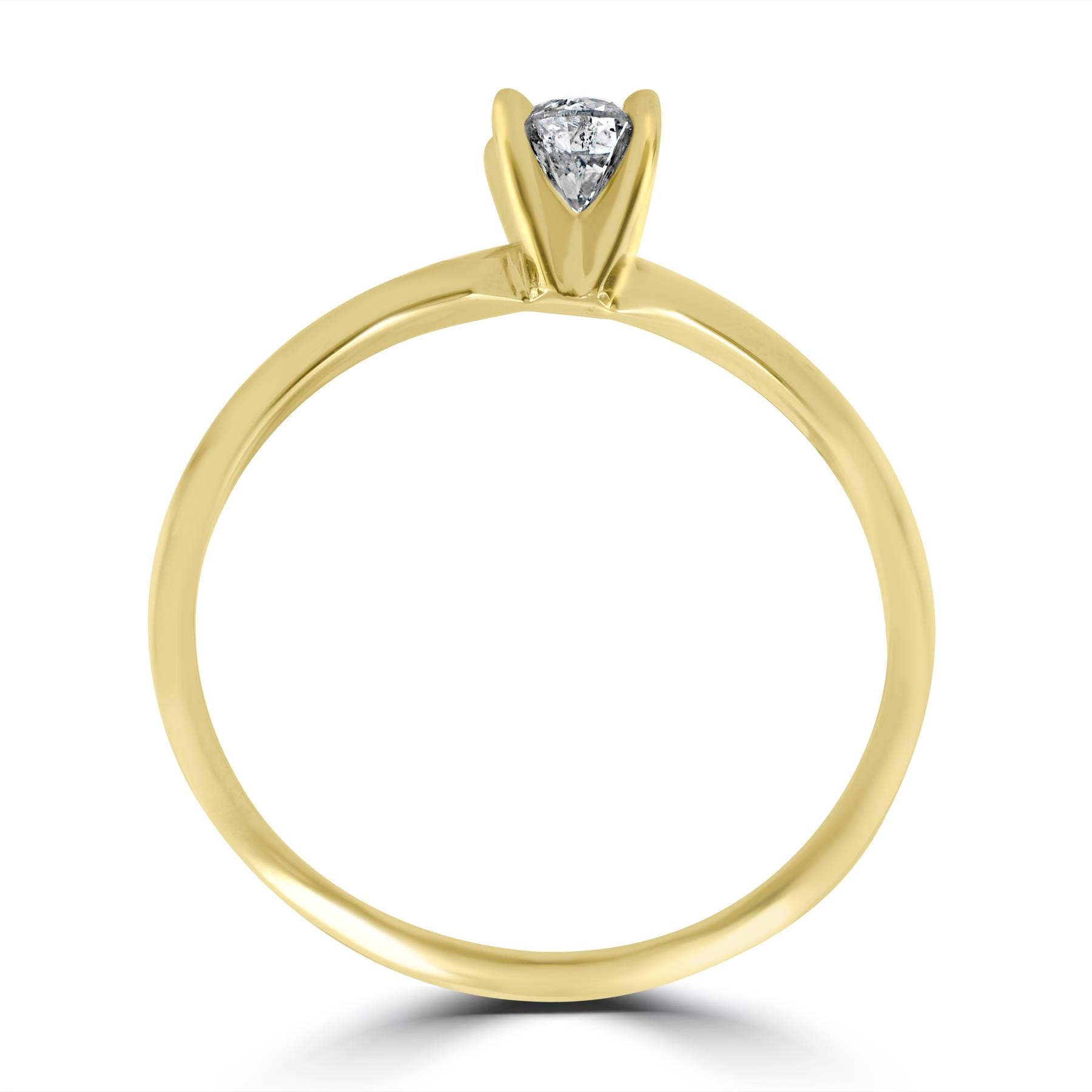 1/3ct Round Diamond Solitaire Engagement Ring 14k Yellow Gold