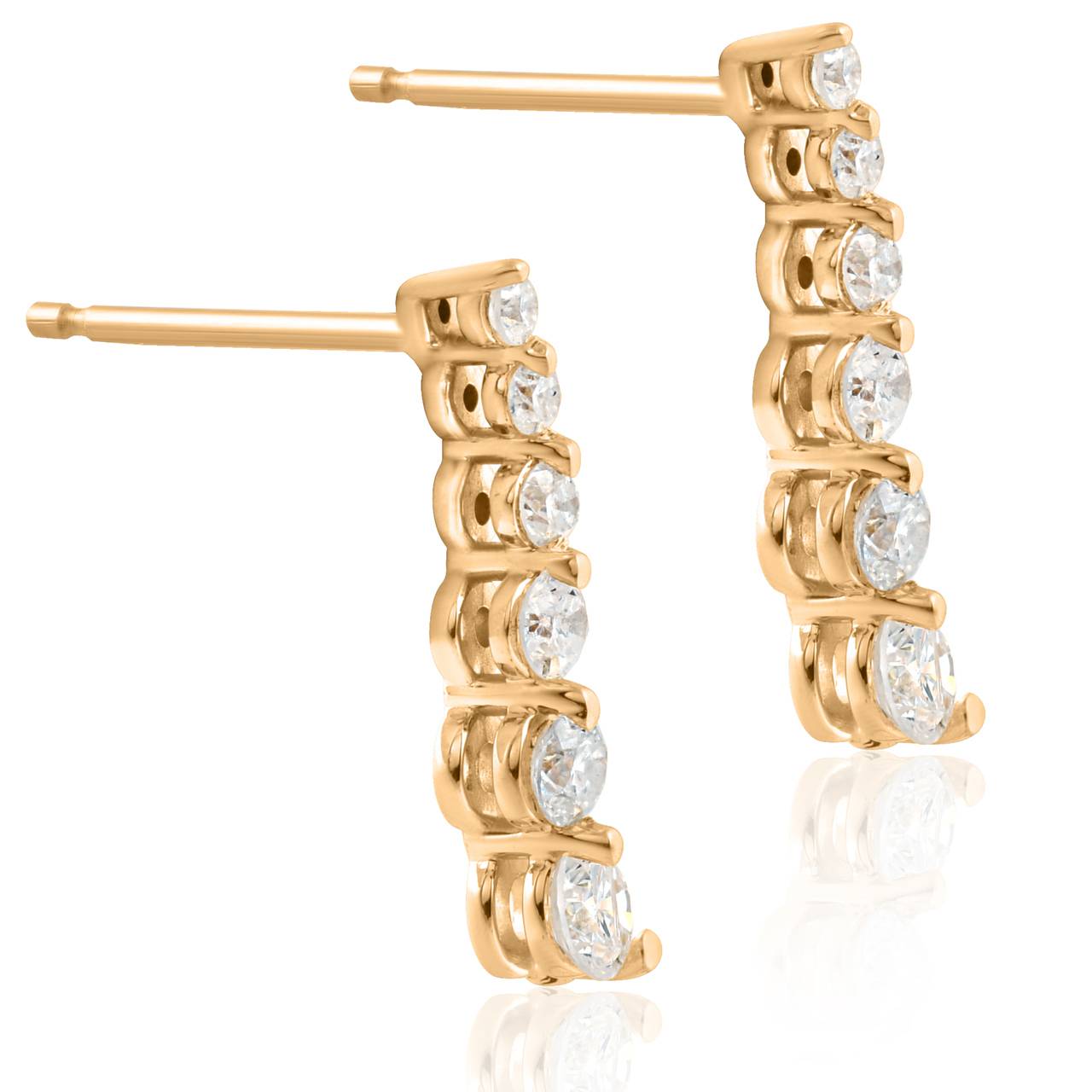 Ladies 1/2 CT Diamond Journey Earrings 14K Yellow Gold