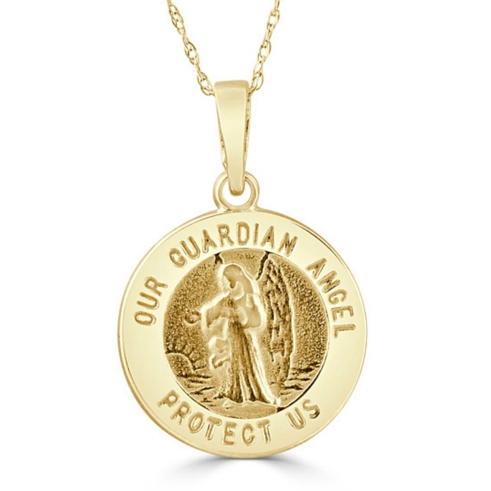14k White or Yellow Gold Gold Our Guardian Angel Pendant Necklace 14.5mm Tall