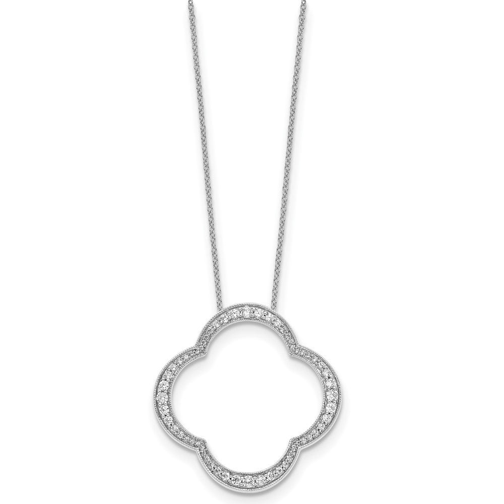 14K White Gold 3/4 CT Lab Grown Diamond Floral Pendant Necklace 18' Clarity VS Color D-E