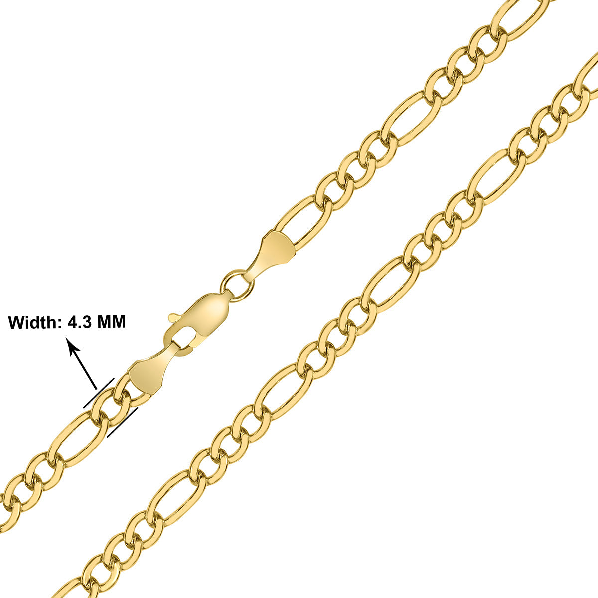 14K Yellow Gold Filled 4.3Mm Figaro Chain With Lobster Clasp - 18 Inch
