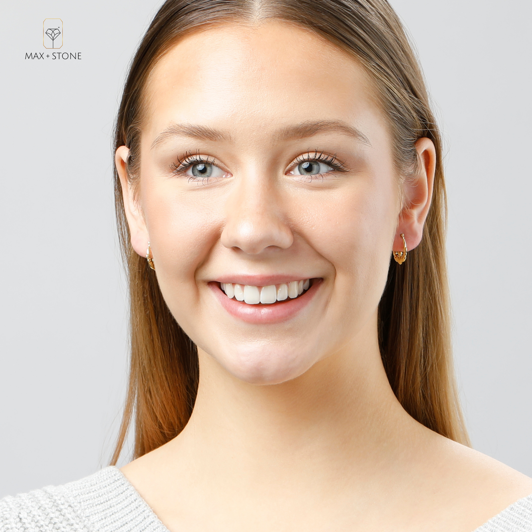 Solid 14K Yellow Gold 16MM Claddagh Hoop Earrings with Click-top Closure