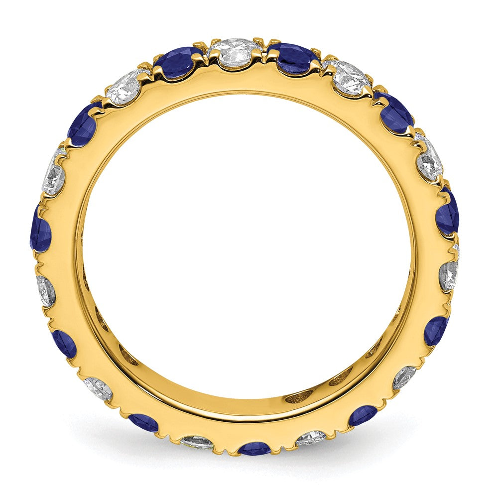 14k Yellow Gold Lab Grown Diamond & Sapphire Eternity Wedding Band Ring 1.2ct Clarity- VS Color- G-H