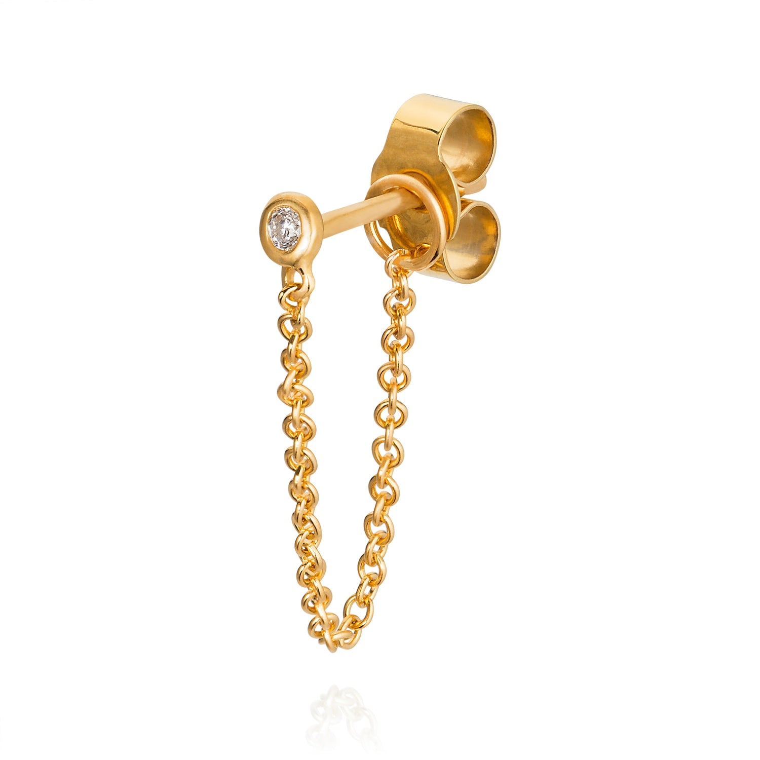 Diamond & Chain Stud Earring