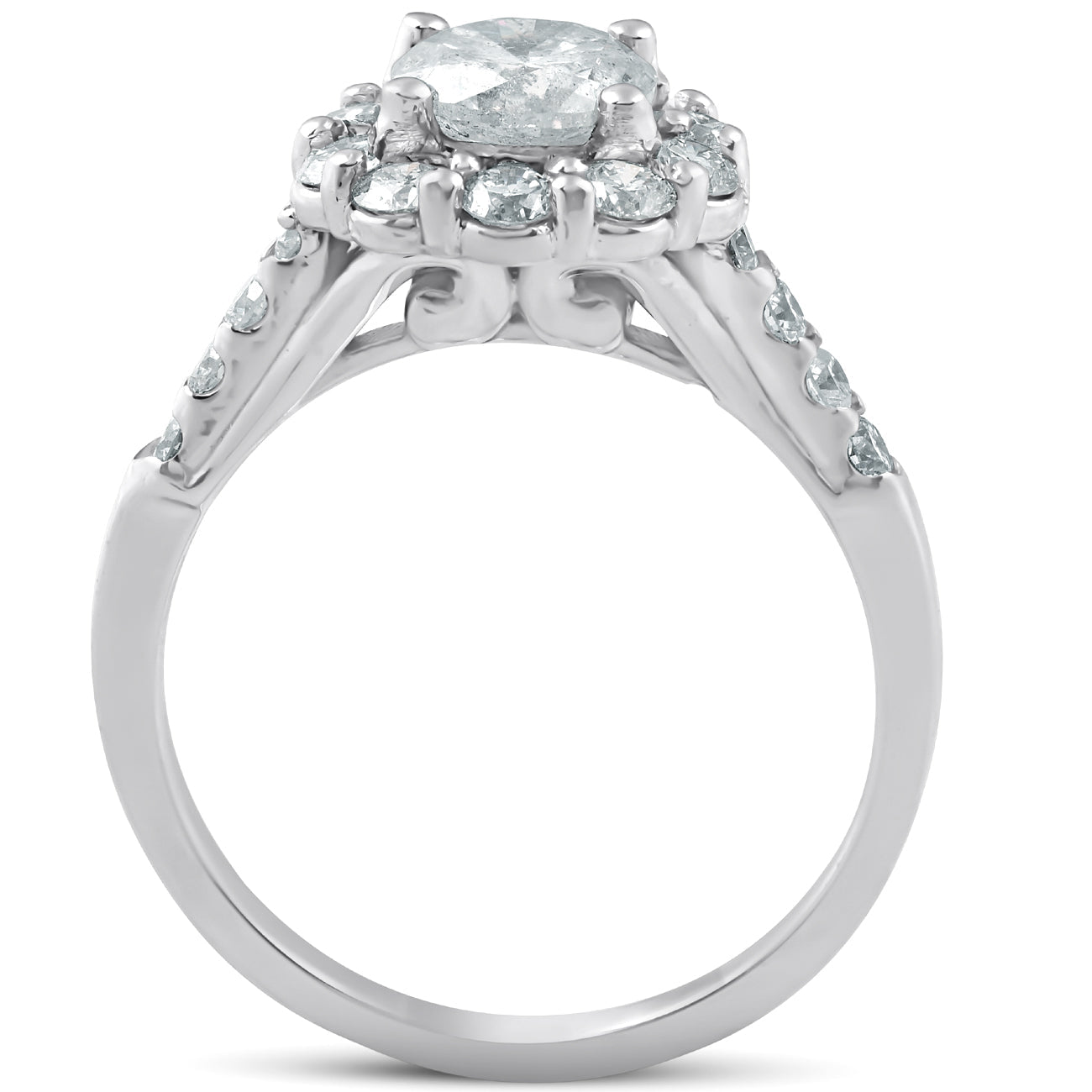 2 3/4 Ct Round Diamond Halo Engagement Ring 14k White Gold