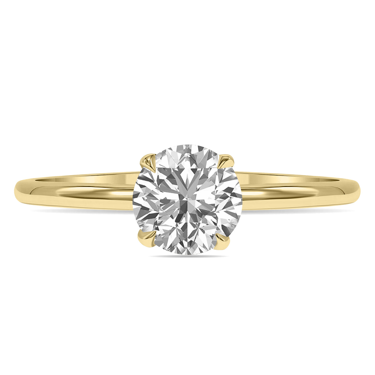 Lab Grown 1 Carat Diamond Solitaire Ring In 14K Yellow Gold