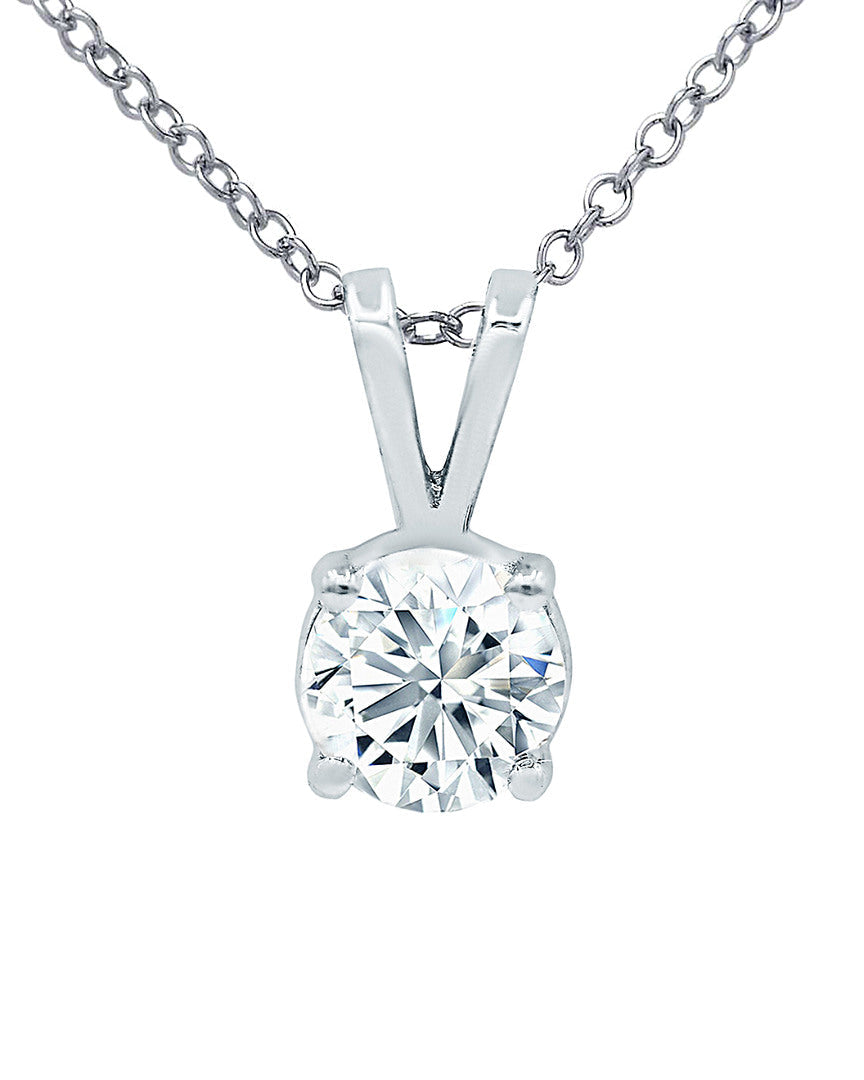 14kt white gold diamond pendant with one 1.00 cts tw round diamond