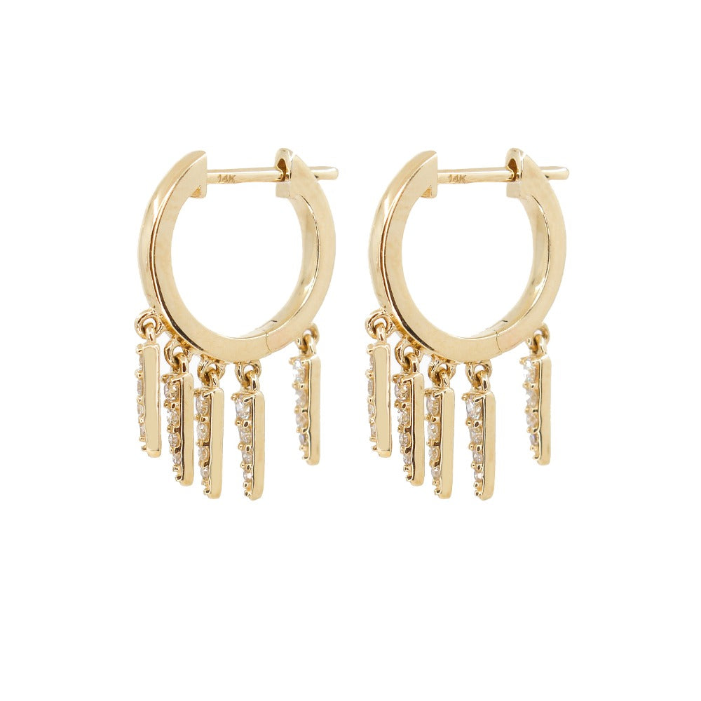 Gold Diamond Five Spike Hoop Earring
