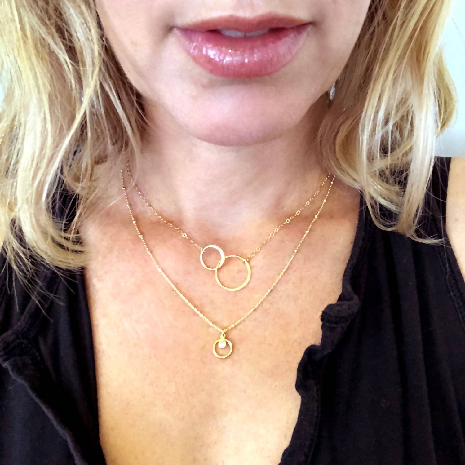 Women's Eternity Circle Necklace In Vermeil/silvershade