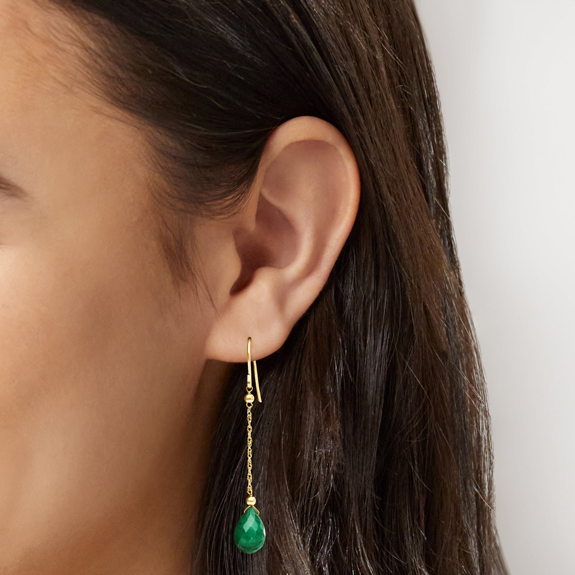 Canaria Emerald Teardrop Earrings in 10kt Yellow Gold