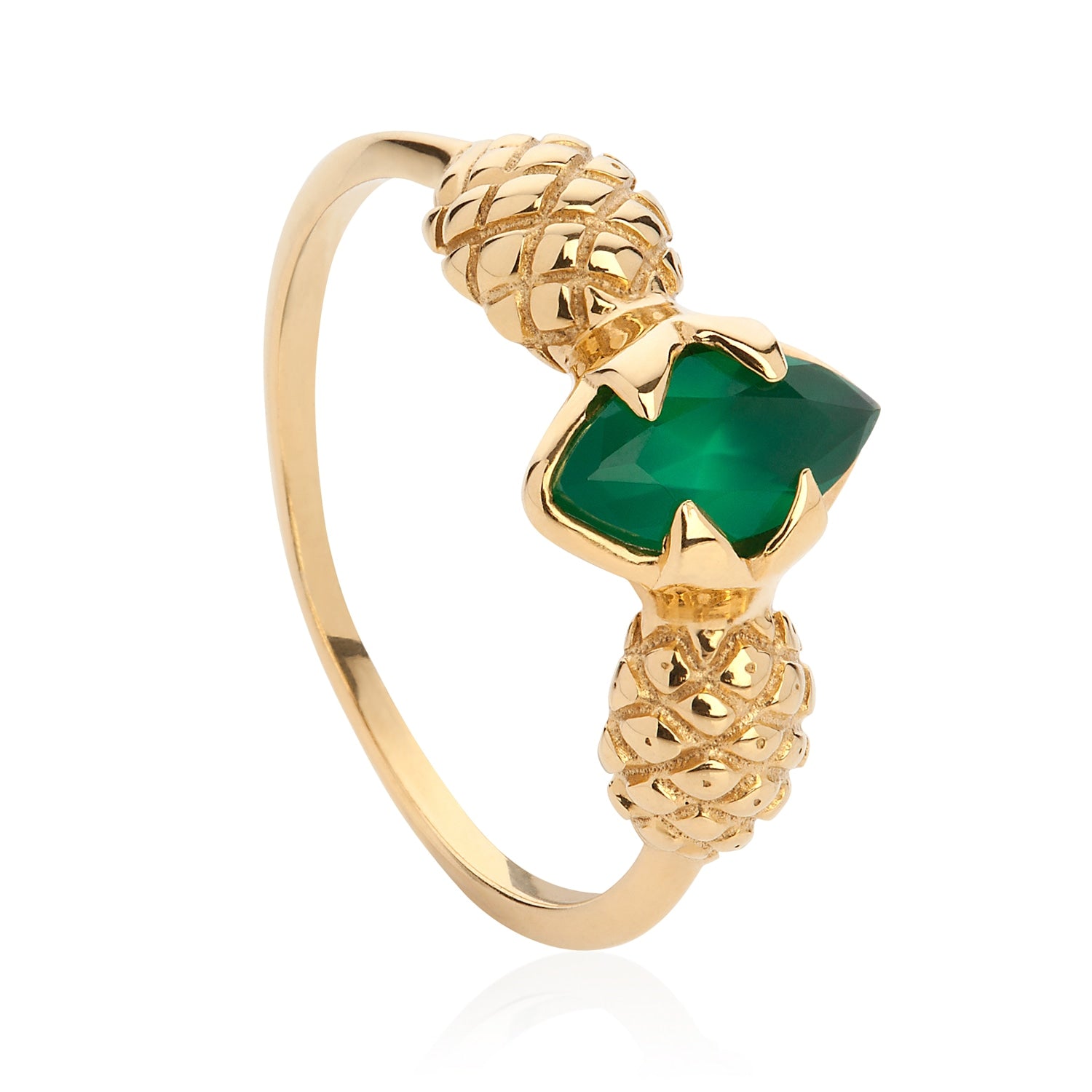 Pineapple Ring- Green Agate & Gold