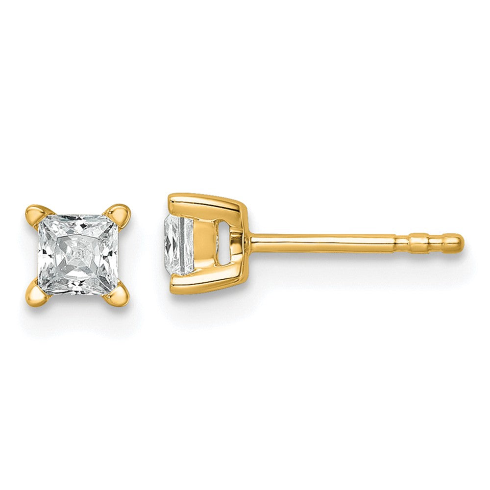 14k Gold 1/2 CTW Princess Lab Grown Diamond Stud Earrings