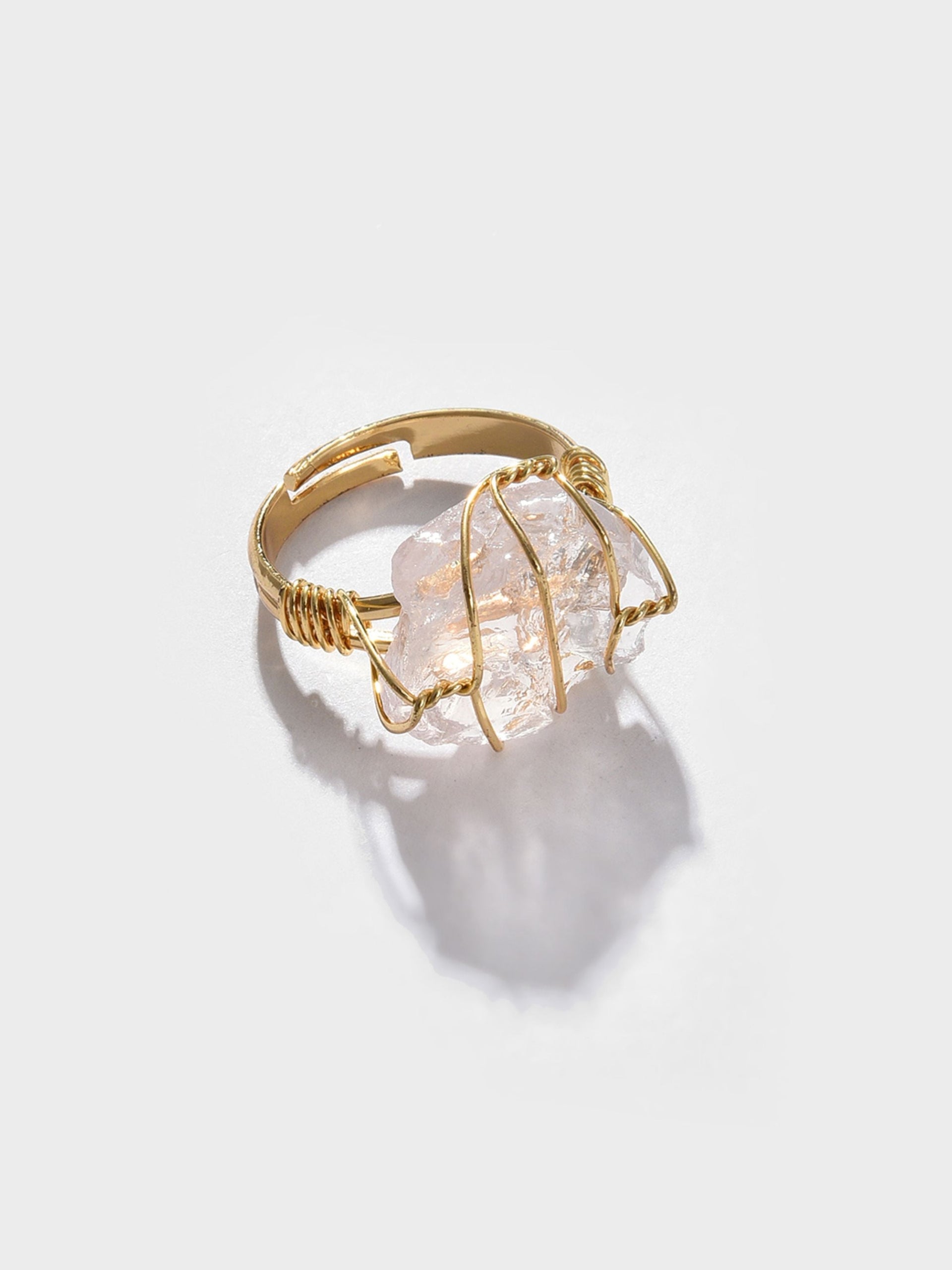 Gold-plated Pink Stone-studded Finger Ring