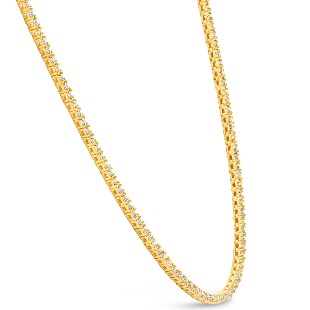 7 1/2Ct TW Round Diamond Tennis Necklace 14k Yellow Gold 17'
