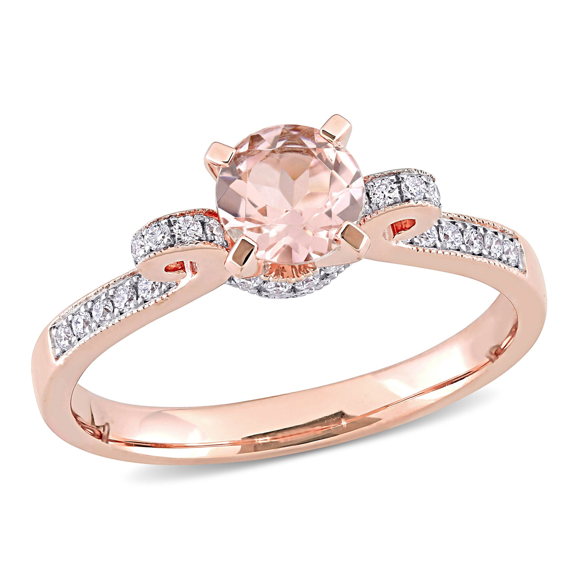 Mimi & Max 4/5ct TGW Morganite 1/4ct TDW Diamond Ribbon Engagement Ring 14k Rose Gold
