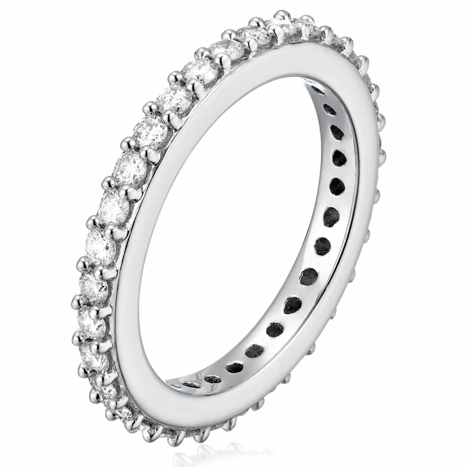 1 Cttw Diamond Eternity Ring Wedding Band 14K Gold Prong Set