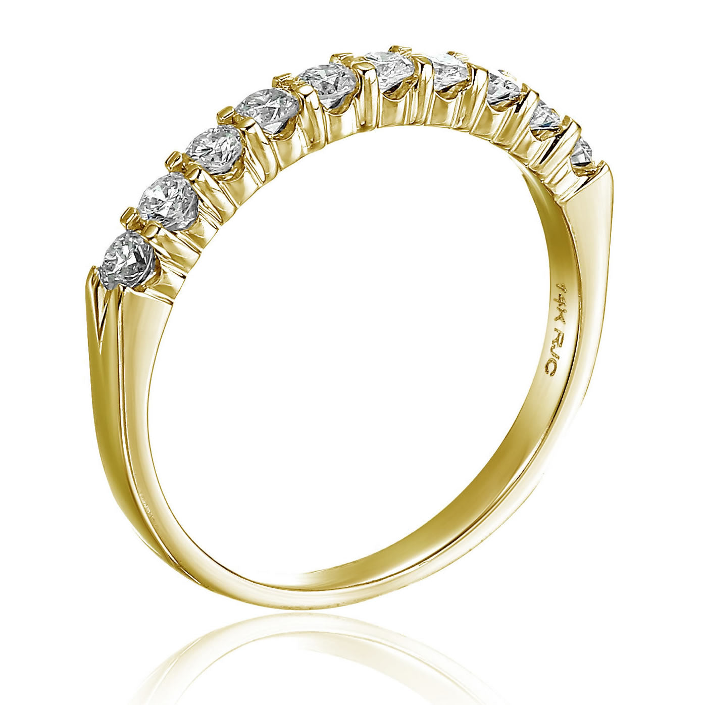 1/2 Cttw Diamond Wedding Band 14K Gold 10 Stones Prong Set Round