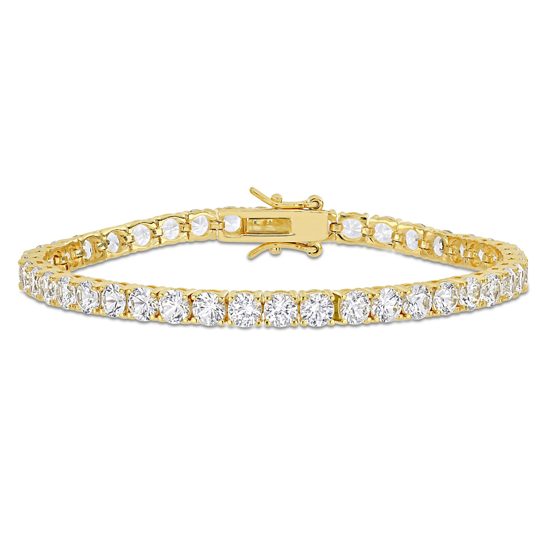 14 1/4 ct TW Created White Sapphire Tennis Bracelet in Yellow Silver