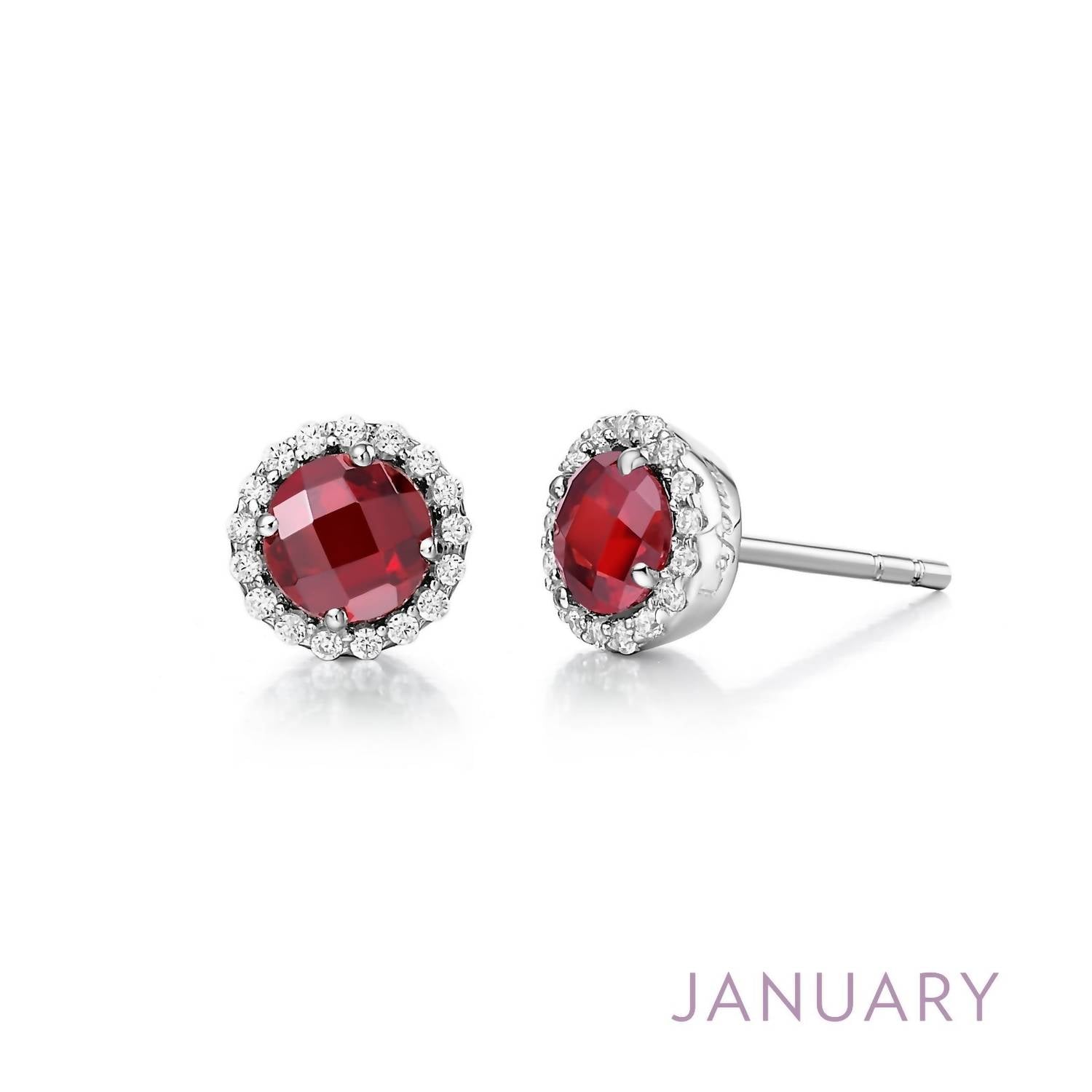 January Birthstone Earrings In Garnet/silver
