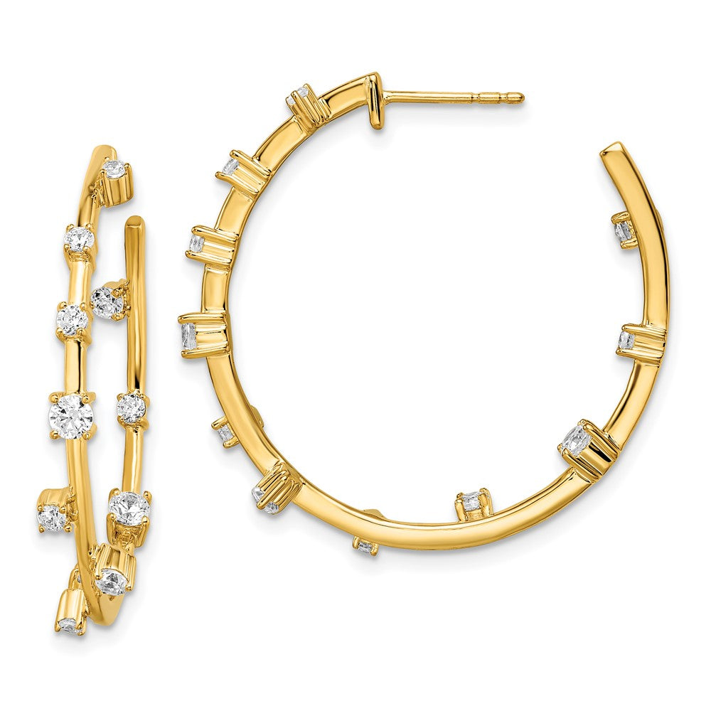 14k Yellow Gold 1 CT Lab Grown Diamond Hoop Earrings VS Clarity D-E Color