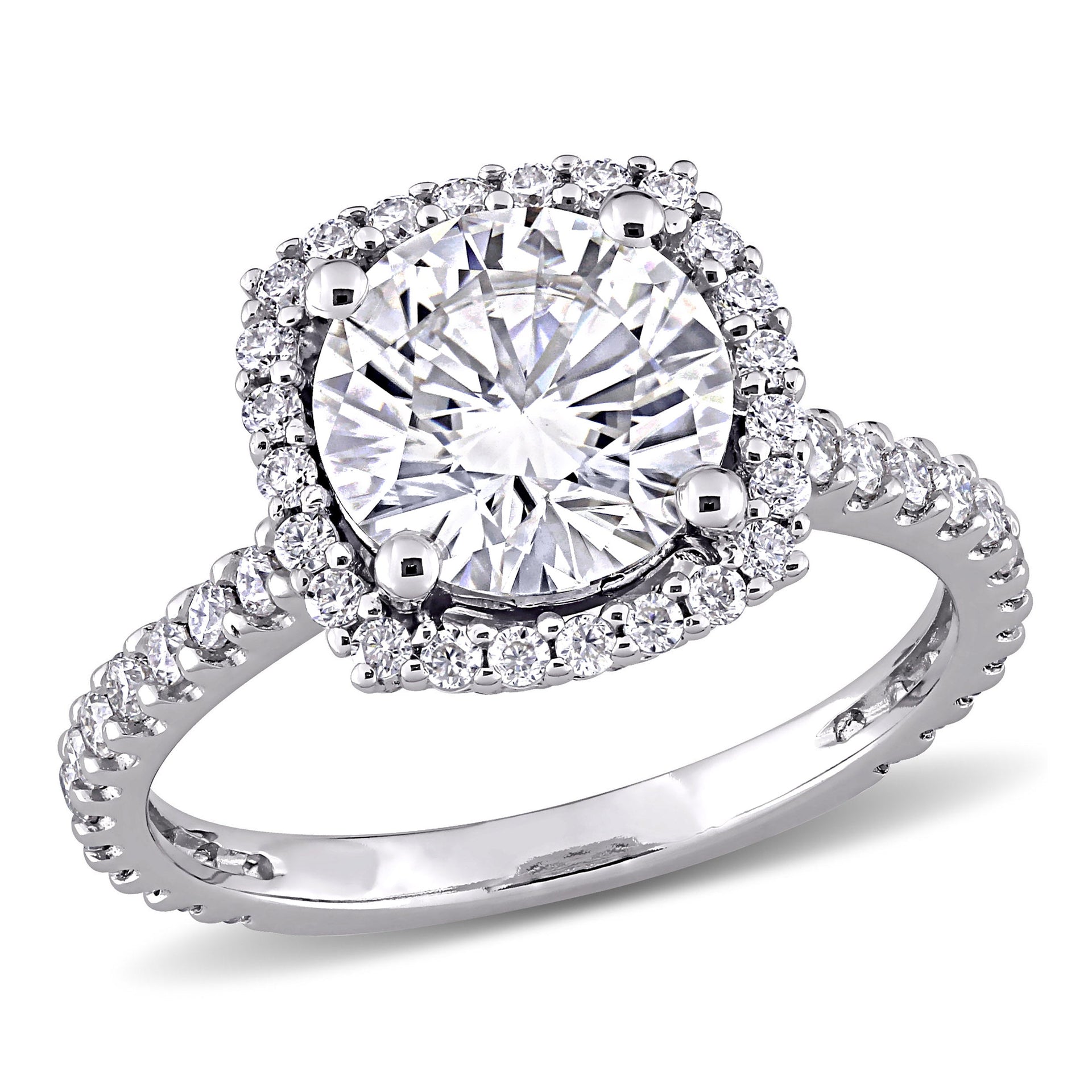 2 1/2 ct DEW Created Moissanite Halo Engagement Ring in 10k White Gold