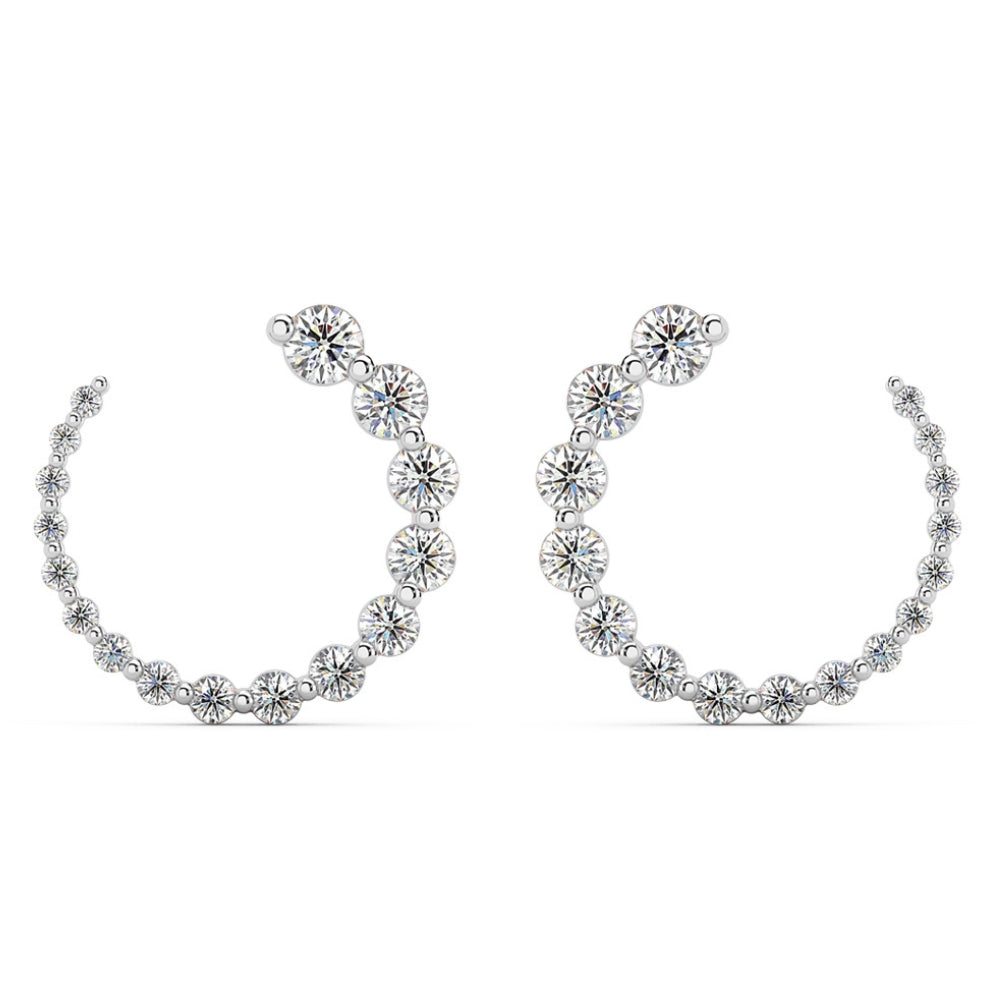 1 1/2 ct Graduated Diamond Circle Earrings 14k Gold Journey Studs Lab Grown