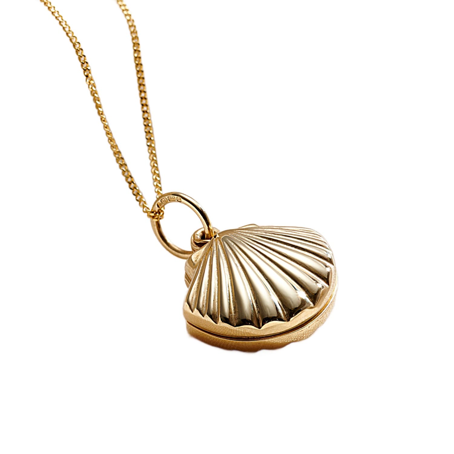 9Ct Gold Petite Shell Locket Necklace