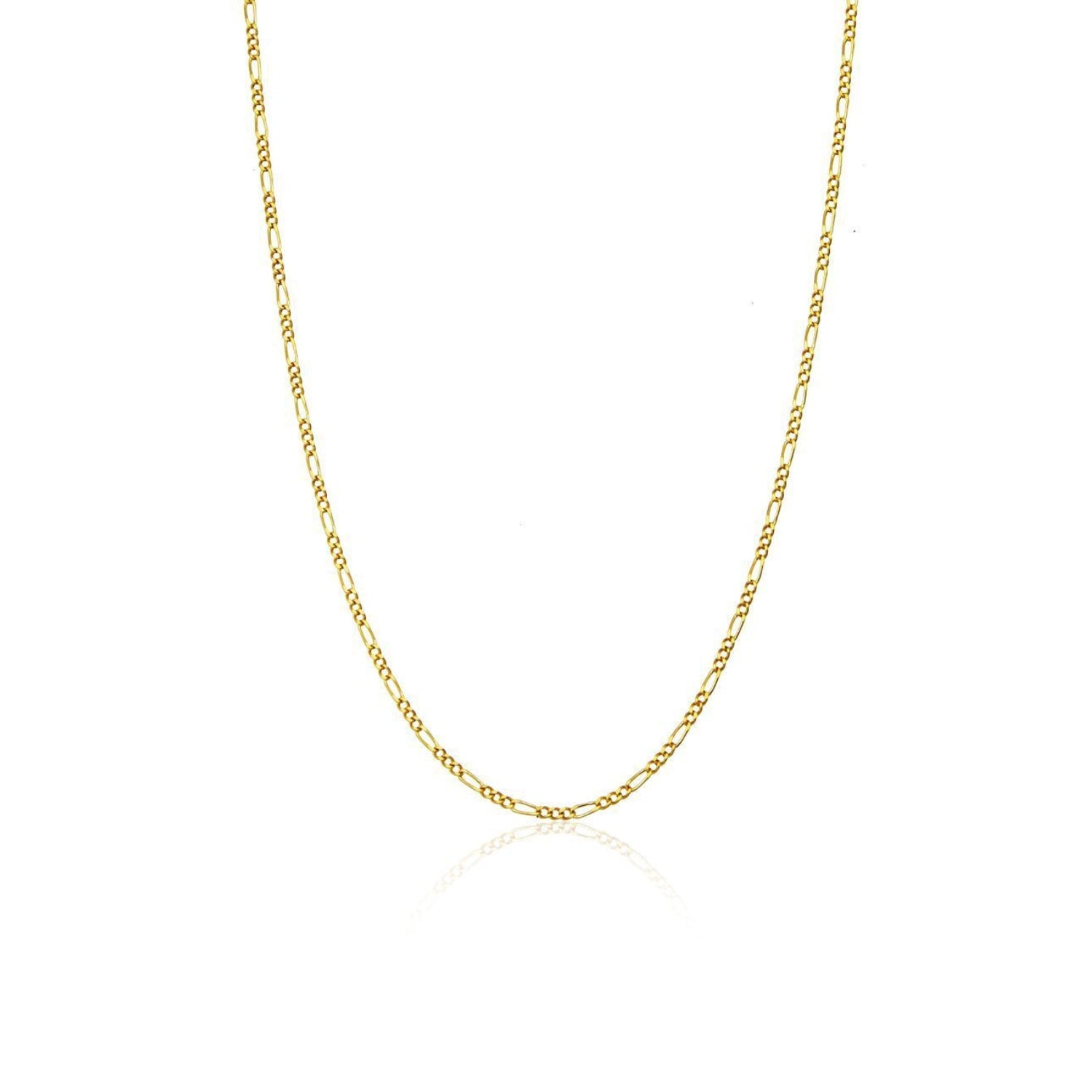 9Ct Solid Gold Italian Fine Figaro Chain Necklace