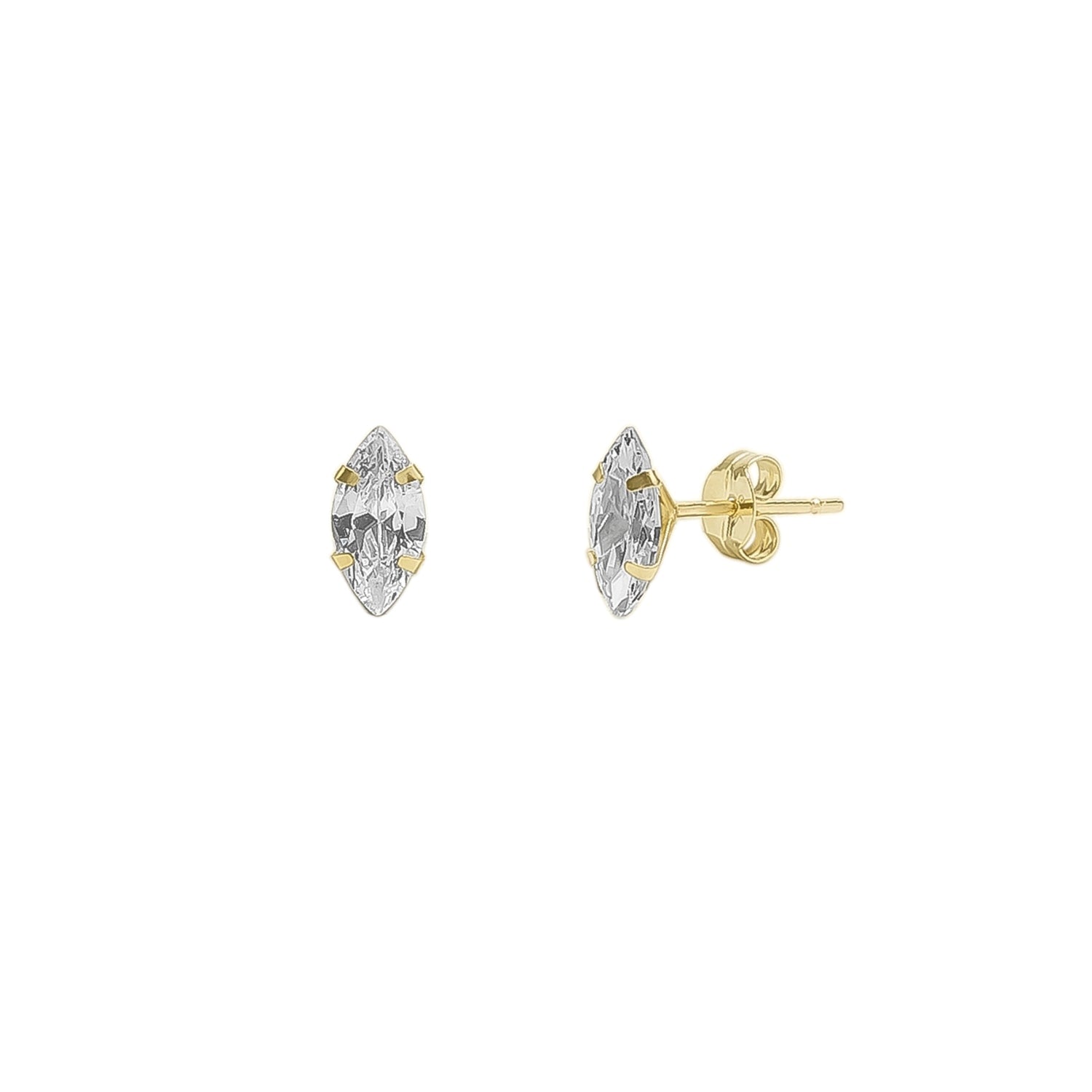 9Ct Solid Gold Marquise Stud Earrings