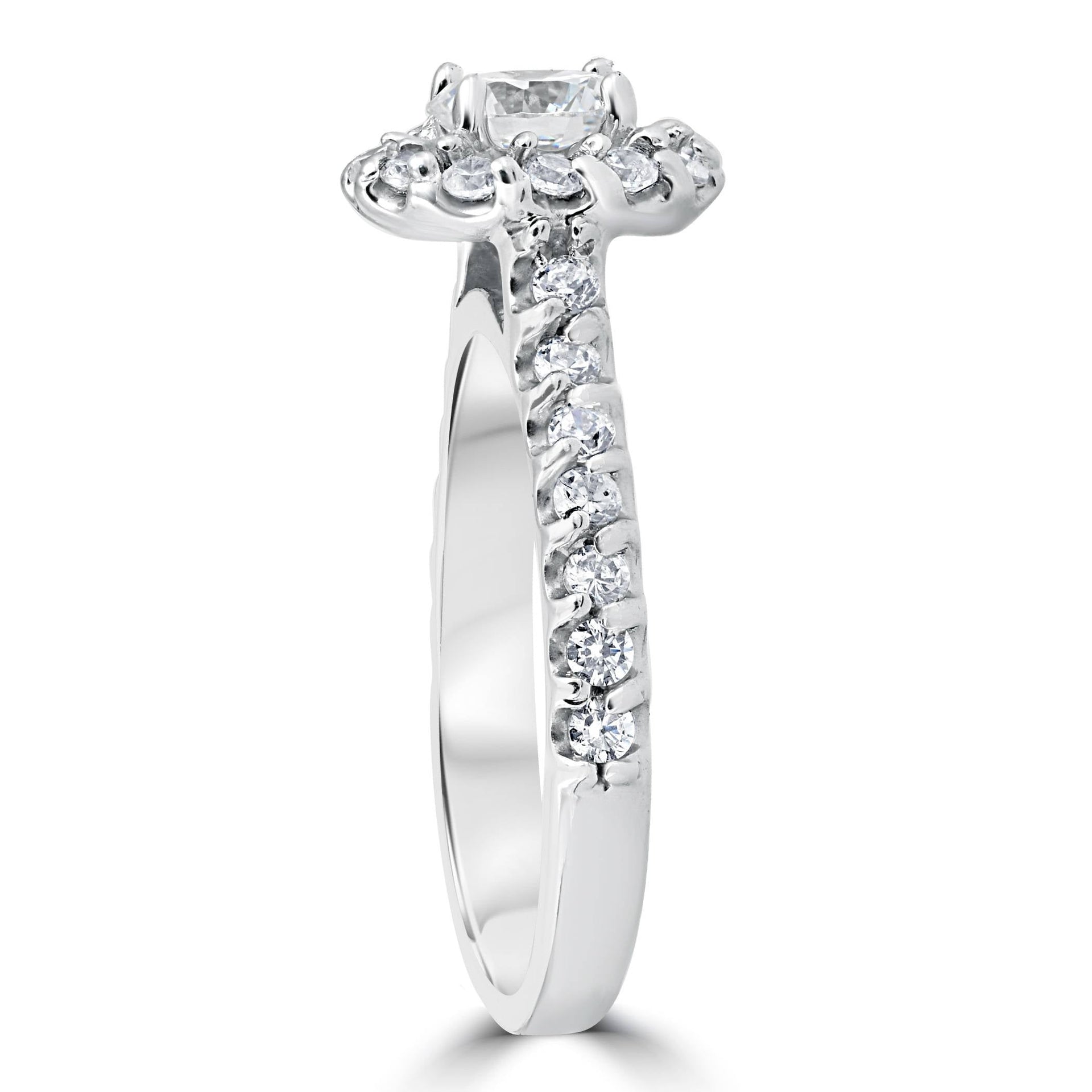 1 3/8 ct Halo Diamond Engagement Ring 14K White Gold
