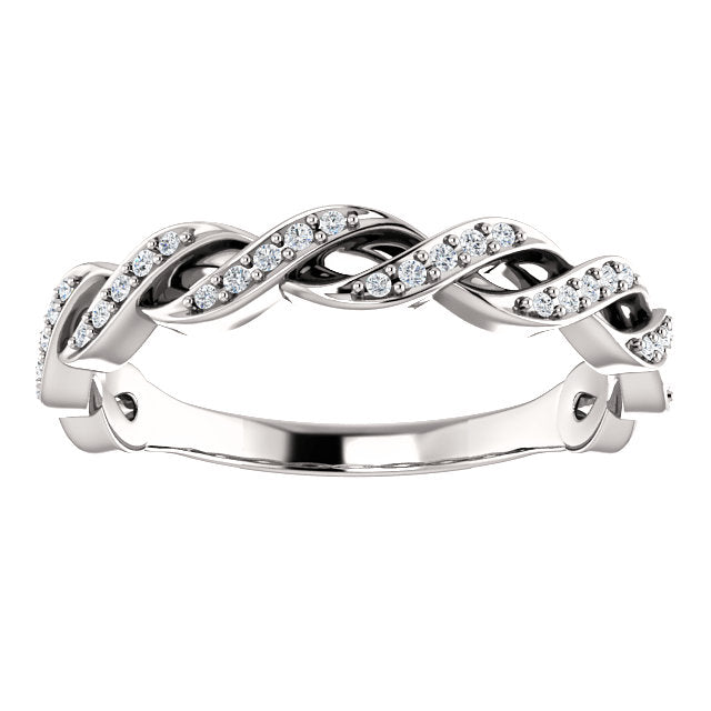 1/8ct Diamond Infinity Wedding Ring Womens Stackable Wedding Band 14k White Gold