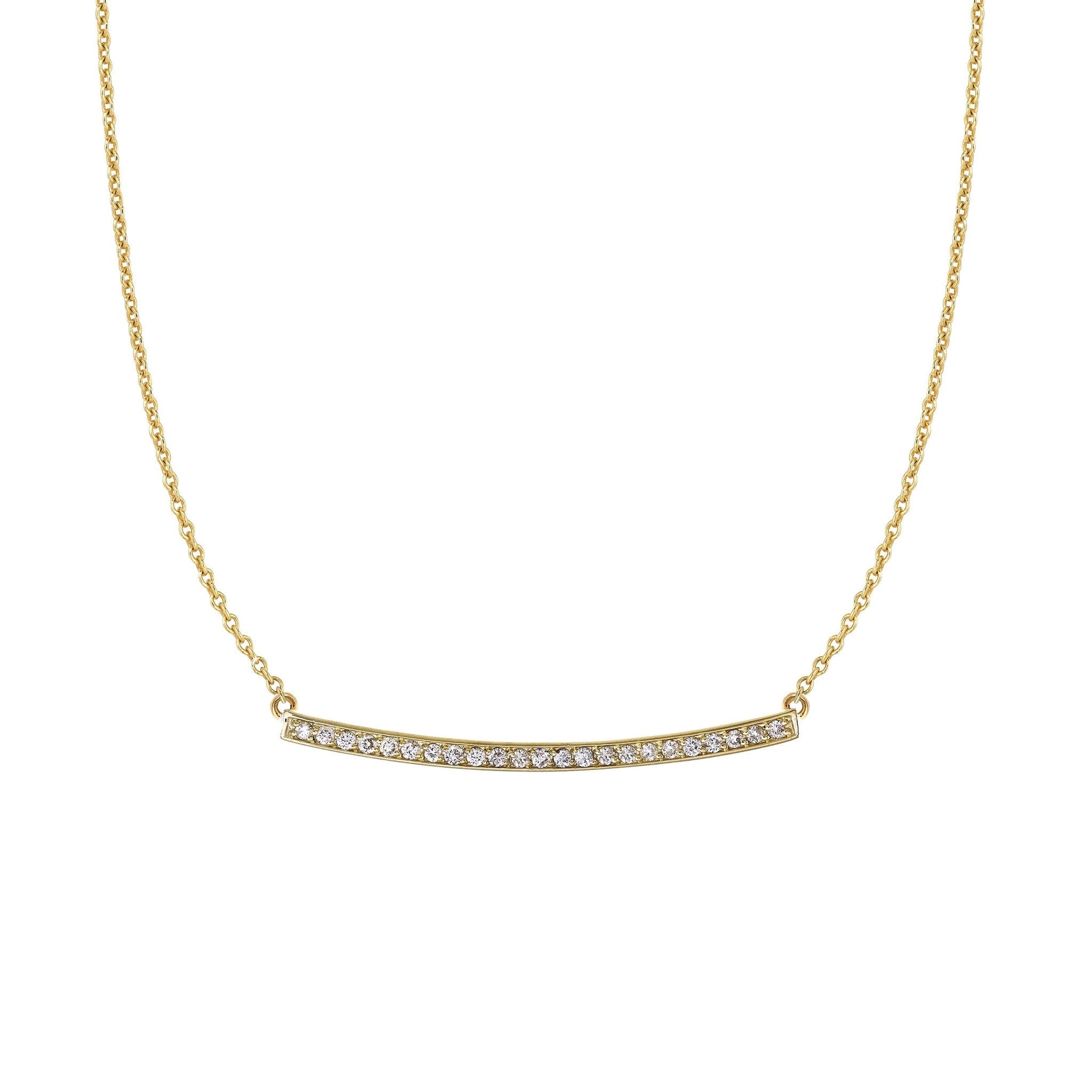 Long Diamond Bar Necklace Yellow Gold