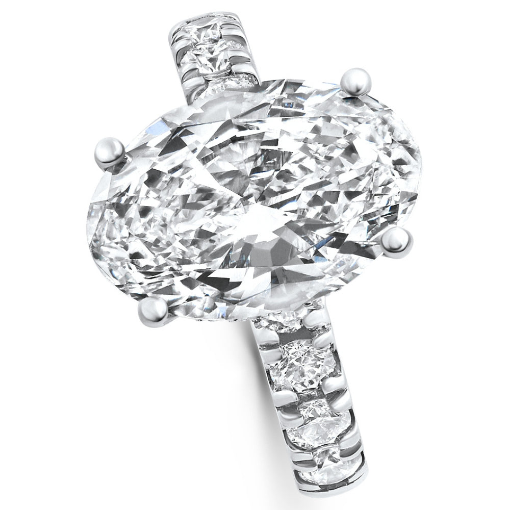 Certified 5.28Ct Oval Diamond Side Halo Engagement Ring 14k White Gold Lab Grown