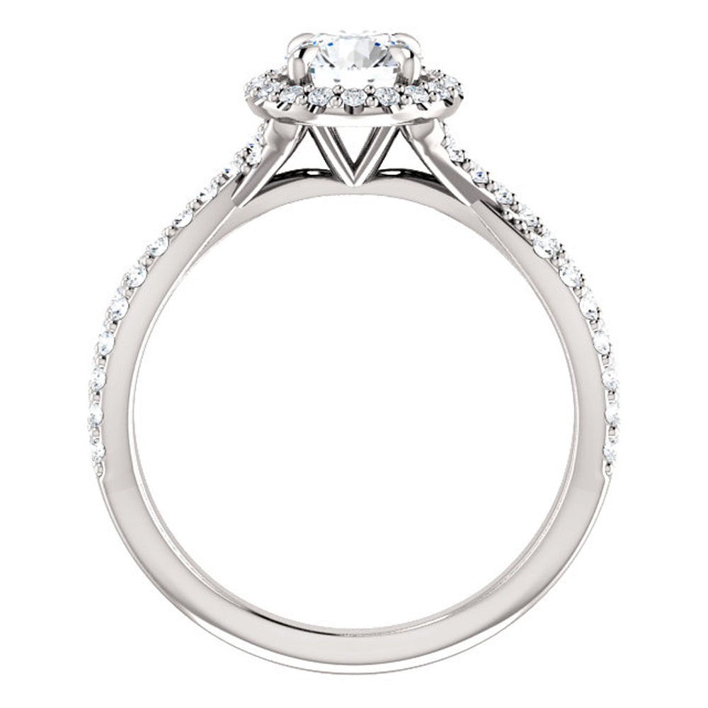 1 Ct Halo Intertwined EX3 Lab Grown DIamond Engagement Ring 14k White Gold