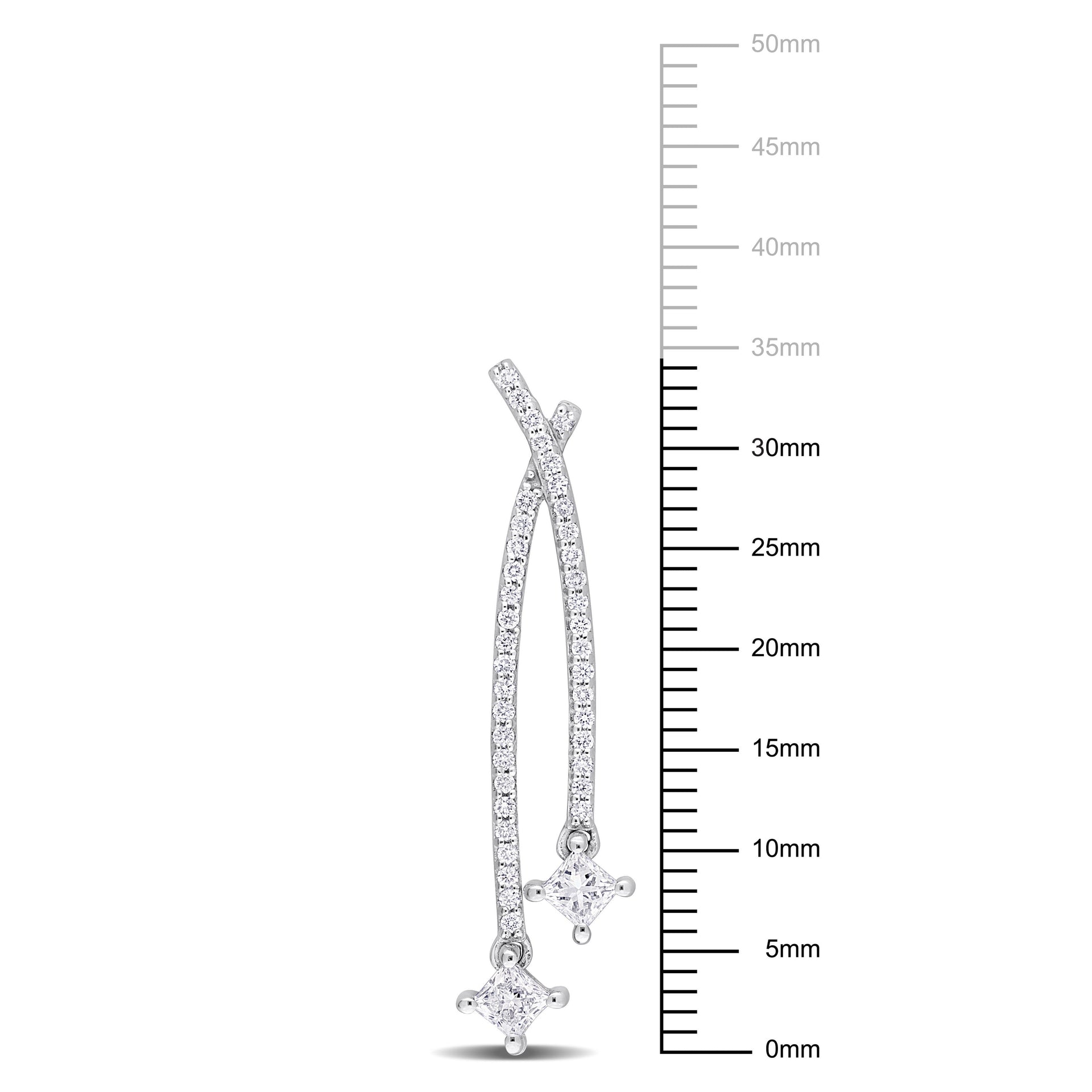 Created Forever 1ct TW Princess and Round-Cut Lab-Grown Diamond Double Strand Earrings in 14k White Gold