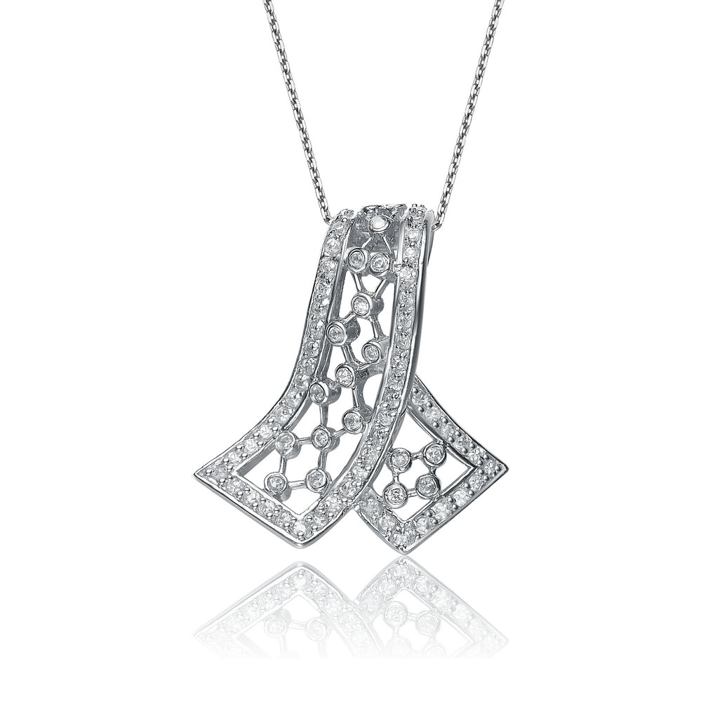 Gv C.z. Sterling Silver Rhodium Plated Enhancer Pendant