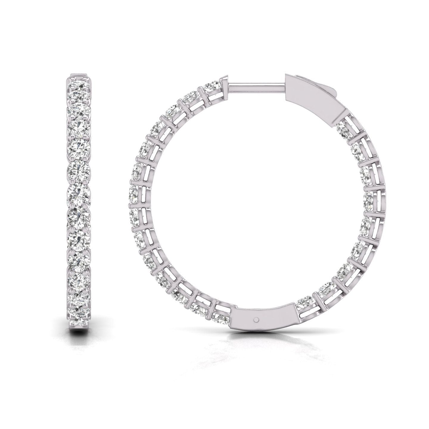 Diana M Lab 14KT WG 7CT TW Round In & Out Hoop Earring