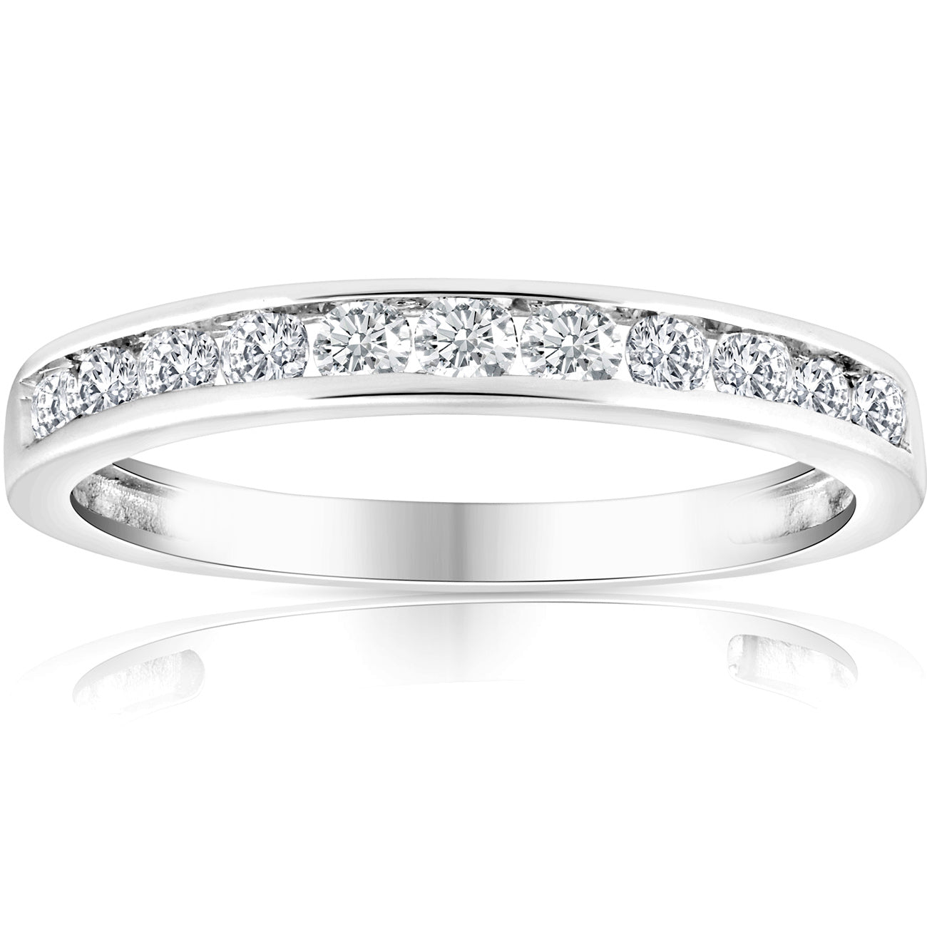 1/2 CT Diamond Channel Set Wedding Ring 10k White Gold