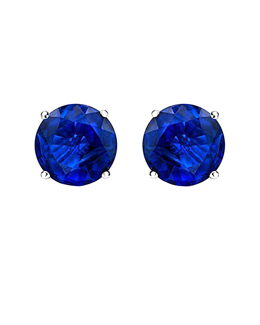14kt white gold round sapphire stud earrings containing 0.50 cts tw