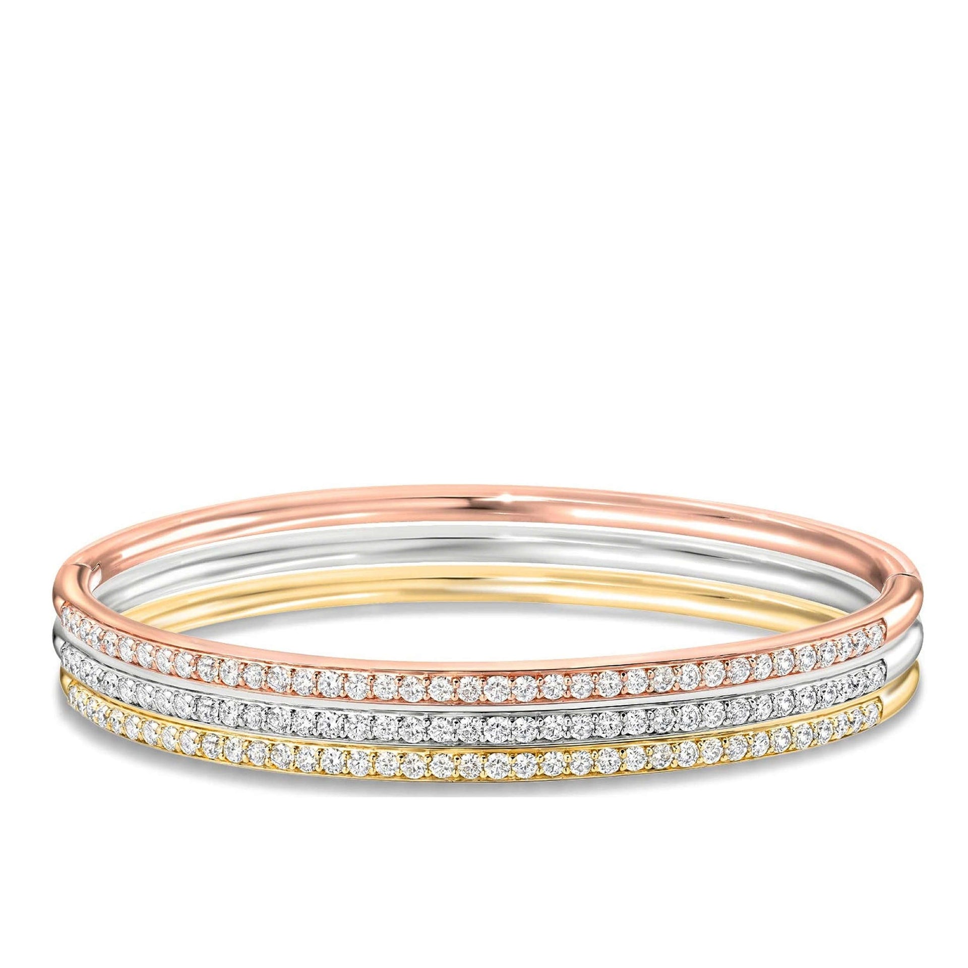 18k Tri-Color Embellished Bangle Set